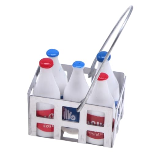 Vaguelly 1 Set Kleine Milchflaschen Miniatur Lebensmittelgetränke Rollenspielspielzeug Mini Milchflaschen Kleines Milchglas Puppenhaus Milchflaschen Puppenhaus Winziger DIY von Vaguelly
