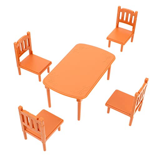Vaguelly Realistisches Mini-möbelset Esstisch Und Stühle Spielzeug Kinderspielset Robust Leicht Zu Verstauen von Vaguelly