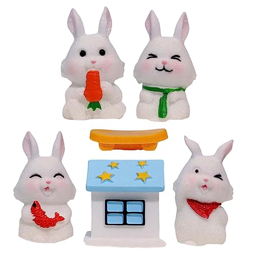 Vaguelly 1 Set Mikro Landschafts Kaninchen Mini Gartendekor Hasenfiguren Hasenfiguren Hasenstatue Gartenschmuck Kaninchenschmuck Kleines Hasendekor Miniatur Bastelharz von Vaguelly