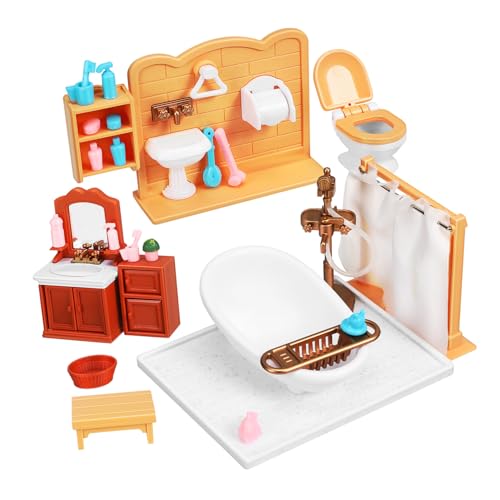 Vaguelly Zubehör Puppenhaus 1 Set Mini Badezimmermöbel Für Puppenhäuser Miniatur Badezimmermöbel Puppenhaus Zubehör Ideales Zubehör Für Kleine Puppen Und Spielhäuser Aus Mini Puppen Zubehör von Vaguelly