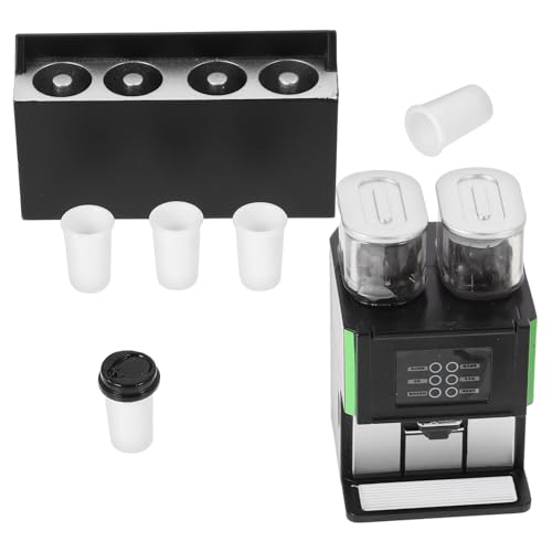 Vaguelly 1 Set Miniatur Kaffeemaschine Kaffeemaschine Spielzeughaus Kaffeetassen Kaffeebecher Mini Küchendekor Mini Kaffeemaschine Puppenhaus Küchenmodell Puppenhausbedarf von Vaguelly