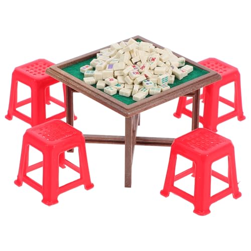 Vaguelly 1 Set Miniatur-Mahjong-Tisch Für Puppenhaus: Mini-möbelset Im Maßstab 1:12 – Realistisches Spielzubehör Für Puppenhaus-Dekoration, Rollenspiele von Vaguelly