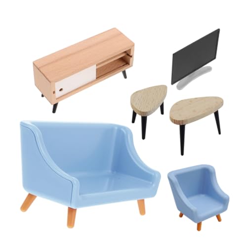 Vaguelly Miniatur-wohnzimmerbausatz Für Puppenhaus 6-teiliges Mini-möbelset Mit Sofas Couchtisch Tv-ständer Für Modernes von Vaguelly