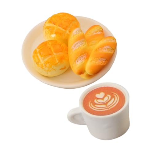 Vaguelly 5pc Miniatur Lebensmittel Set Für Puppenhaus Gefälschte Brot Kaffee Zubehör Kit Für Realistische Spielzeug Küche von Vaguelly