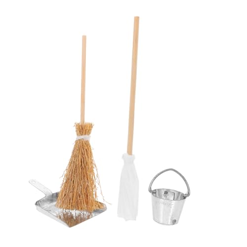 Vaguelly 1 Set Miniatur Szene Requisiten Dekoration Kehrschaufel Hausmodelle Besen Massenornamente Mini Möbelmodell Mini Mopp Mini Zimmermopp Mini Ornament Eimer Simulierter von Vaguelly