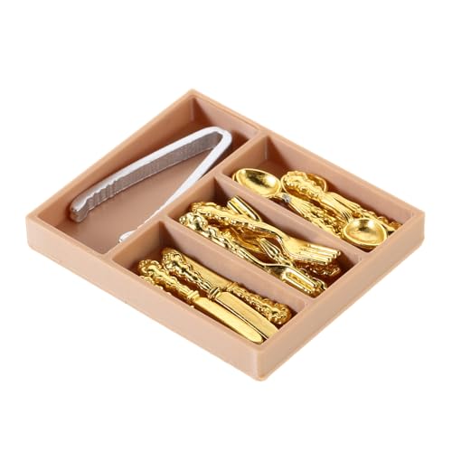 Vaguelly 1 Set Miniatur-besteck: Puppenhaus-realistisches Messer, Löffel, Zange Aus Kunststoff Mit Besteck-aufbewahrungshalter Für Puppenhaus-küchengeschirr-zubehör Vaguelly 1 Set Miniatur-besteck: Puppenhaus-realistisches Messer, Löffel, Zange Aus Kunststoff Mit Besteck-aufbewahrungshalter Für Puppenhaus-küchengeschirr-zubehör von Vaguelly