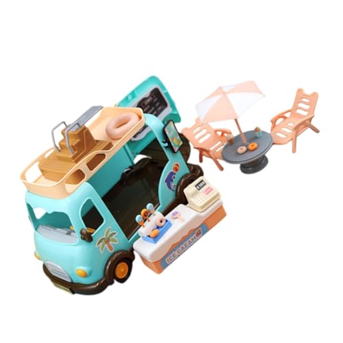 Vaguelly 1 Set Miniatur-eiswagen Für Kinder Zum Rollenspiel Mit Faltbarem Strandkorb- Und Realistischem Lebensmittelspielzeug Für Puppenhaus Und DIY-feengarten- von Vaguelly
