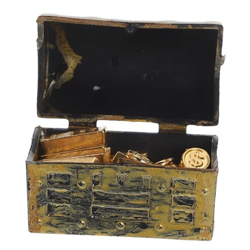 Vaguelly 1 Set Miniatur-schatztruhe Für Puppenhäuser, Barren, Münzen, Dekore, Piraten, Kleine Münzen, Barren, Box-Requisiten Für Puppenhaus-szenen, Spielzubehör von Vaguelly