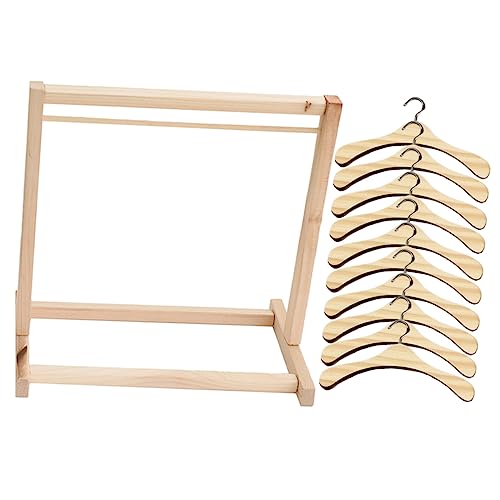 Vaguelly 1 Set Puppe Holz Kleiderbügel Puppe Kleid Rack Miniatur Puppen Kleidung Mädchen Kleiderbügel Nette Puppe Metall von Vaguelly