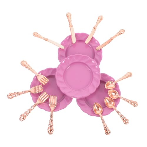 Vaguelly 1 Set Puppenhaus Geschirrset Miniatur Puppenhaus Zubehör Mini Geschirr Mini Puppenhaus Zubehör Miniatur Ausstechformen Miniatur Ornamente Roségold Harz von Vaguelly