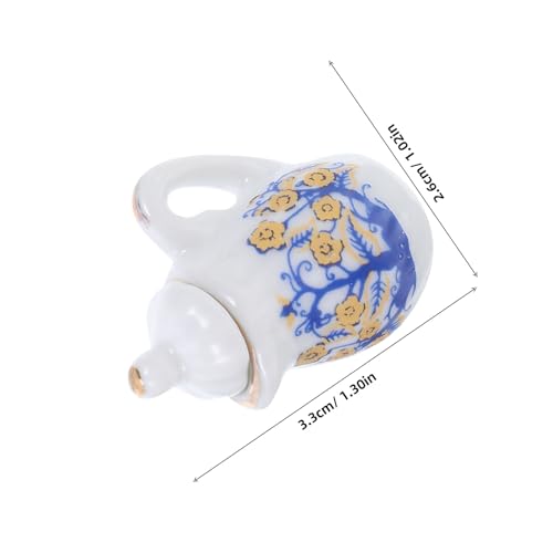 Vaguelly 1 Set Puppenhaus Miniatur Porzellan Teeservice Mini Keramik Teetassen Mini Tasse Teller Puppenhaus Küchenzubehör für Rollenspiele und Dekoration von Vaguelly