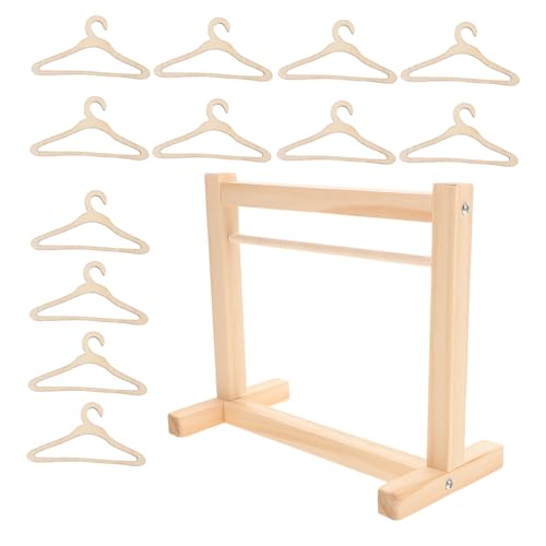 Vaguelly 1 Set Puppenkleiderständer: Puppenhaus-mini-Garderobe Mit Hölzernen Kleiderbügeln, Puppenkleidungs-Organizer Zur Präsentation Und Aufbewahrung Für Kinder von Vaguelly
