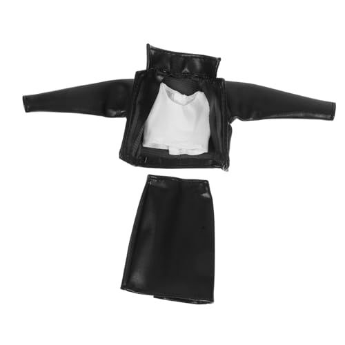 Vaguelly 1 Set Puppenkleidung Puppenzubehör Puppenbekleidung Zubehör Puppenrock Und Shirt Puppen Basteln Accessoires Puppenanziehkleidung Schwarz Kunstleder von Vaguelly