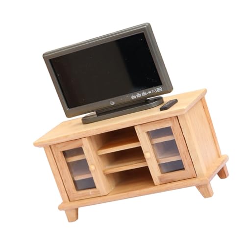 Vaguelly 1 Set Simulierte Möbeldekorationen Spielzeughaus Mini Puppenhaus Möbel Ornamentmodelle Fernseher Kleines Hausdekor Holzschrankmodell Mini Requisite Brauner von Vaguelly