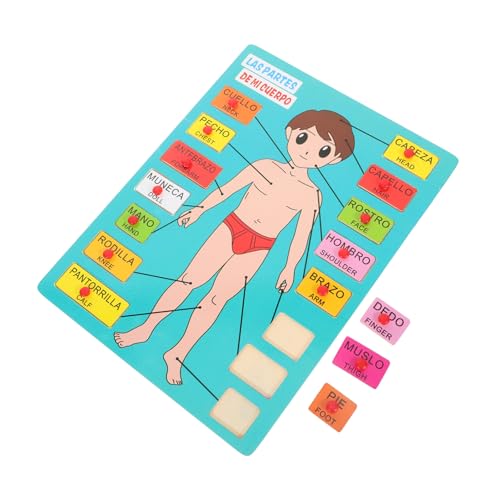 Vaguelly 1 Set Spanisches Puzzle Puzzles Puzzle des Menschlichen Körpers Für Kleinkinder Passendes Körperteile Lehrmittel Körperteile Kognitives Für Menschliche Körperteile von Vaguelly
