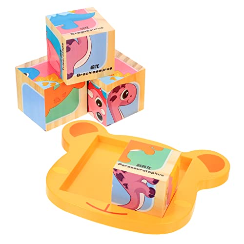 Vaguelly 1 Set Würfelpuzzle Puzzles Puzzle Für Kinderspielzeug Tierisches Kognitives Puzzle Lustiges Blockpuzzle Kinderspielzeug Tragbares Puzzlespielzeug Dinosaurierblockspielzeug von Vaguelly