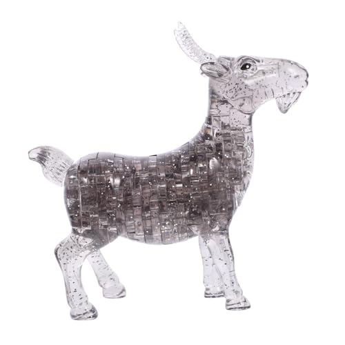 Vaguelly 1 Stück Dreidimensionales Kristallpuzzle Weihnachtsbock Spaß für 3D-Puzzles Tierische Ziegendekoration Kreatives Kristallpuzzle Ziegenkristalldekoration Ziege Desktop-Ornament Grey von Vaguelly
