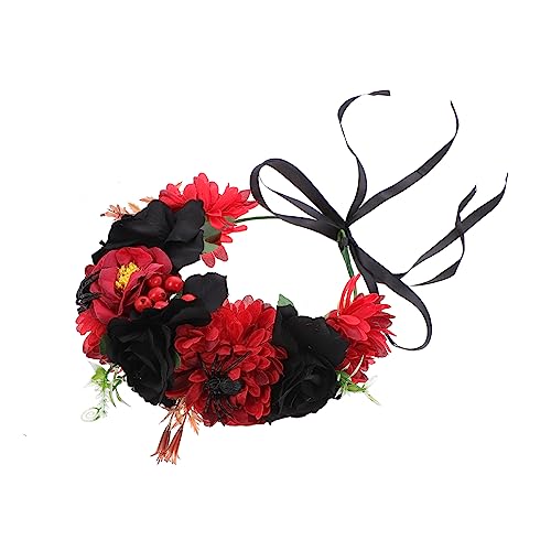 Vaguelly 1 Stück Halloween Blumenkopfband mit Künstlichen Rosen Schwarz Rot für Cosplay und Partys für Halloween Karneval Geburtstagsfeiern und Fotoshootings von Vaguelly