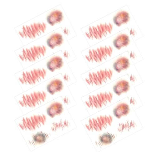Vaguelly 10 Blätter Narbenstreich Party Dekoration lustige Zombie-Make-up Schlechte die Knochenparty Tattoo Sticker falsche Wunden Blaue Narben -Tattoo -Aufkleber PVC von Vaguelly