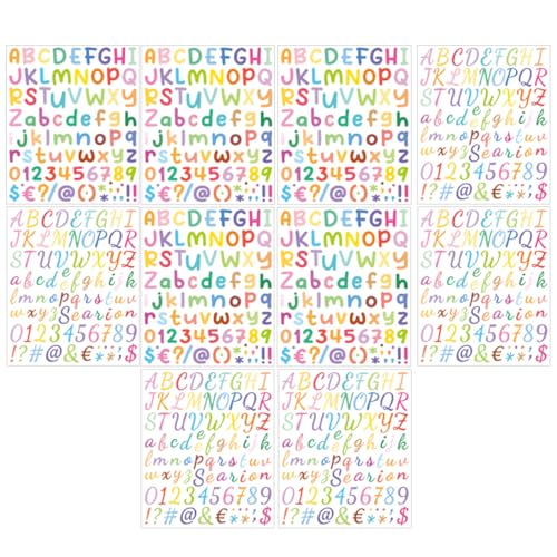 Vaguelly 10 Bögen Mit Bunten Alphabet-aufklebern Für Scrapbooking Selbstklebende Etiketten Mit Buchstaben Und Zahlen Entfernbar Ohne Klebespuren von Vaguelly