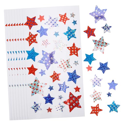 Vaguelly 10 Blatt Glitzernde Stern Aufkleber für DIY Bastelprojekte Belohnungssterne für Lehrer Schüler und Partys Sicher und Vielseitig für Schule und Zuhause von Vaguelly