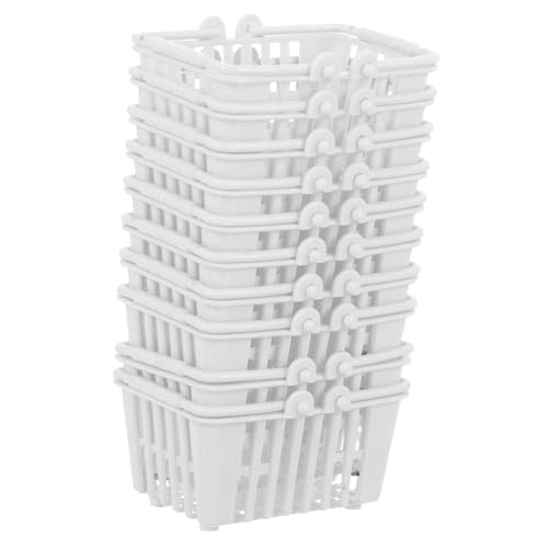 Vaguelly 10 STK. puppenhaus einkaufskorb klein für mini einkaufskorb mini-einkaufskorb Minikorb zur Aufbewahrung mit Griff Mini-Spielzeugkorb zur Aufbewahrung mit Griff Plastik Weiß von Vaguelly