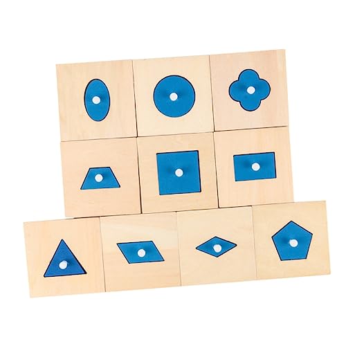 Vaguelly 10 Stück Bausteine sensorisches Geometrietafeln sensorische Wahrnehmungsspielzeuge Holzspielzeugblöcke Kognitionsspielzeug Formerkennungsspielzeug Holzbaustein hölzern von Vaguelly