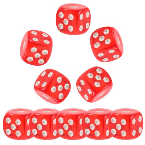 Vaguelly 10 Stück Brettspiel-Tool Spiele zusammenhangloses Kartenspiel Sequenzspiel hühner spielsachen für haushaltsspielzeug Fun Toy Würfel-Layouts Partyzubehör Acryl rot von Vaguelly