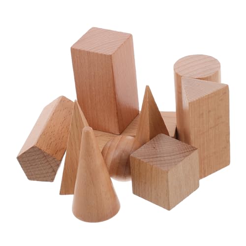 Vaguelly Umfassend – 10 Stück Geometrische Holzblöcke – Feste Formen – Mathe-formblöcke – Pädagogische Lernhilfe von Vaguelly