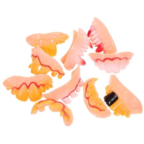Vaguelly 10 Stück Karneval gefälscht Requisiten für Partyprothesen Halloween hässliche Zähne LED Halloween Costume Halloween Kleidung Cosplay-Prothesen Requisiten falsche zähne lustig Gummi von Vaguelly