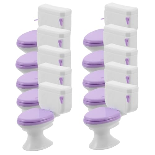 Vaguelly 10 Stück Maßstab Kunststoff Puppenhaus Badezimmermöbel Realistische Winzige Toilette für Puppenhaus Badzimmerszene Vielseitig Einsetzbar und Langlebig von Vaguelly