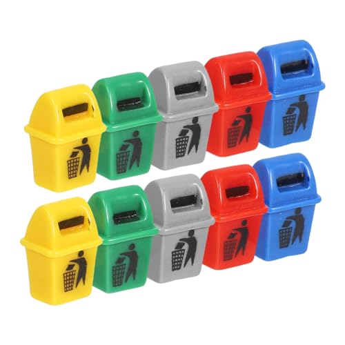 Vaguelly 10 Stück Mini Mülleimer für Puppenhaus Teiliges Recycling aus Langlebigem Resin für Kreative Miniatur Landschaften und DIY Dekoration zum Lernen über Mülltrennung von Vaguelly