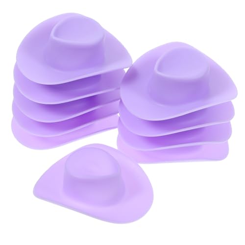 Vaguelly 10 Stück Mini-cowboyhut Western Mini-Cowboy-mütze Cowboy-Puppe Puppe Cowboyhut Mini-Cowboy-Hut- Kleine Hüte Zum Basteln Miniatur Kappe Puppenzubehör Violett von Vaguelly