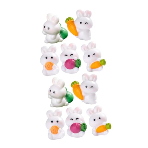 Vaguelly Niedliche Mini-Figuren 10er-Set Gartendekor Aus Kunstharz Miniatur-Hasen-Dekorationen Für Zuhause Büro Und Café von Vaguelly