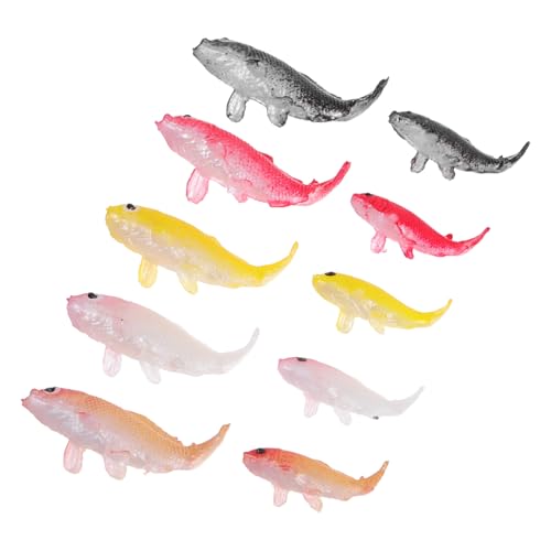 Vaguelly 10 Stück Teiliges Aquarium Koi Fisch Figuren aus Robustem Resin Realistische Miniatur Fischmodelle Farben Dekorativ für Teich Garten und Miniaturlandschaften von Vaguelly