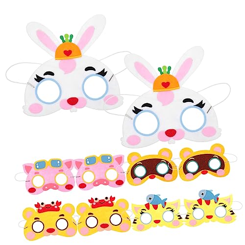 Vaguelly 10 Stück Teiliges Cartoon Tiermasken für Halbtagsmasken aus Vliesstoff für Halloween Karneval und Kreative Bastelprojekte mit Niedlichen Tiermotiven Katze Hase Bär Schwein Vaguelly 10 Stück Teiliges Cartoon Tiermasken für Halbtagsmasken aus Vliesstoff für Halloween Karneval und Kreative Bastelprojekte mit Niedlichen Tiermotiven Katze Hase Bär Schwein von Vaguelly