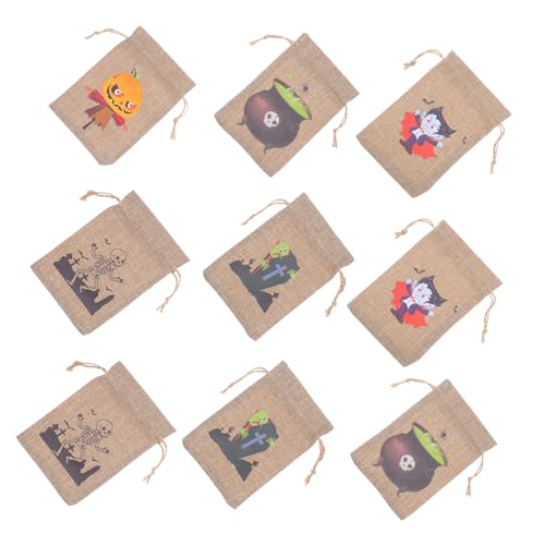 Vaguelly 10 Stück Teiliges Halloween Leckerlitaschen aus Robustem Sackleinen mit Kordelzug Kleine Süßigkeitentüten im Halloween design für Partys Vielseitig Einsetzbare Geschenkbeutel für von Vaguelly