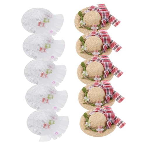 Vaguelly 10 Stück Teiliges Miniatur Strohhüte mit Filigranen Spitzenblumen Handgewebt Leichte Kleine Hüte für Puppen Party-Dekoration und DIY Bastelzubehör für Kostüme und Ornamente Vaguelly 10 Stück Teiliges Miniatur Strohhüte mit Filigranen Spitzenblumen Handgewebt Leichte Kleine Hüte für Puppen Party-Dekoration und DIY Bastelzubehör für Kostüme und Ornamente von Vaguelly