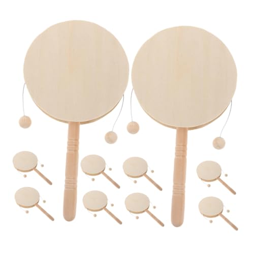 Vaguelly 10 Stück Teiliges Unlackierte Holz Rasseltrommeln Rundform DIY Holzmaracas Kreatives Bastelspielzeug Sichere Naturmaterialien Leicht für Vorschulprojekte von Vaguelly