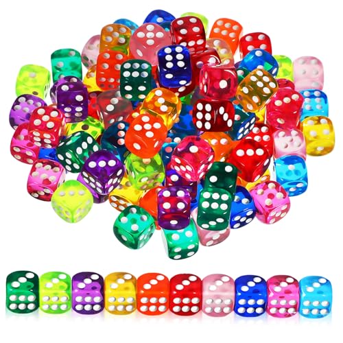 Vaguelly 100 Stück Aus Acryl Für Spiel Partygeschenk Spielzeugwürfel Groß Gerundet Spiel-Requisiten- Im Klassenzimmer Mini Spiel Massenwürfel Farbig von Vaguelly