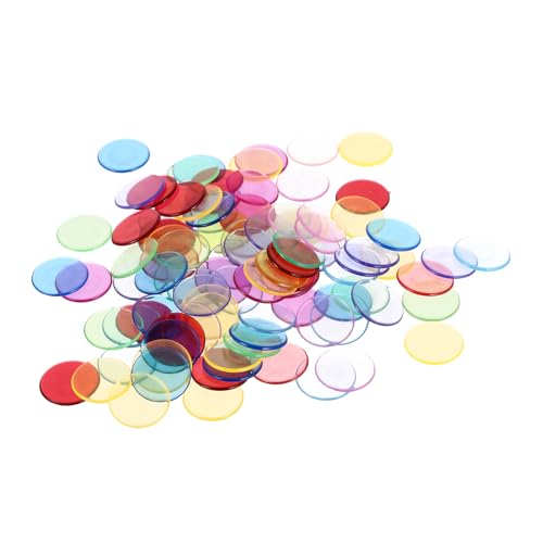 Vaguelly 100 Stück Bunte Transparente Bingo Chips Spielmarken Kunststoff Spielzubehör zum Zählen für Geeignet Glatte Kanten Leicht für Familien und Klassenzimmer Spiele von Vaguelly