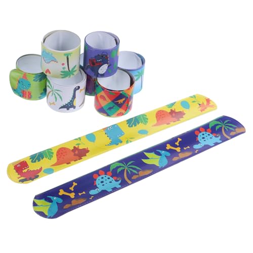 Vaguelly 100 Stück Dinosaurier Slap Armbänder Dekorative Slap Bänder für Dinosaurier Themenpartys Zufällige Muster Mitgebsel für Kindergeburtstage und Feste von Vaguelly