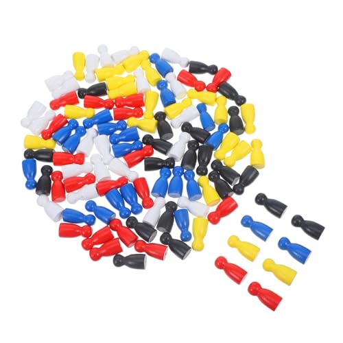 Vaguelly 100 Stück Holz Schachfiguren für Brettspiele Mehrfarbige Spielfiguren Rot Blau Gelb Weiß und Schwarz Spielzubehör für Kreative Spiele und Lehrzwecke von Vaguelly