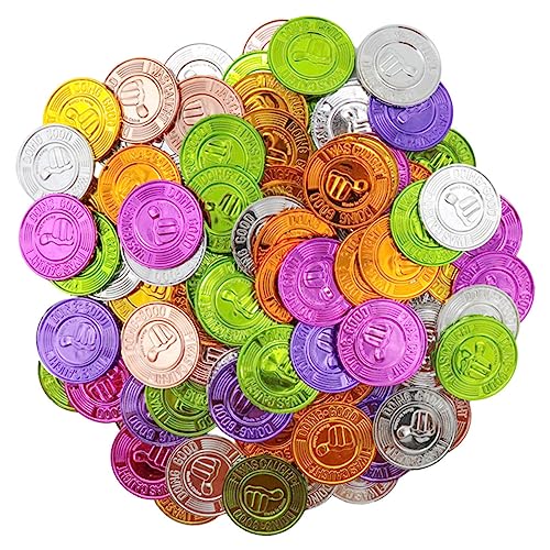 Vaguelly 100 Stück Karneval Schatz Party fasnachtsdeko faschingsaccessoires geburstagsdeko Piraten Accessoires gefälschte kleine Spielzeuge für Kinderpreise Goldmünzen Plastik von Vaguelly