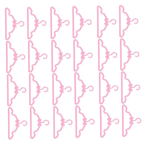 Vaguelly 100 Stück Kleiderbügel Mit Fliege Miniatur-puppenoutfit-kleiderbügel Miniatur-kleiderbügelfigur Mini -kleiderbügel Miniatur-kleiderbügel- Mini-kleiderbügel Rosa Plastik von Vaguelly