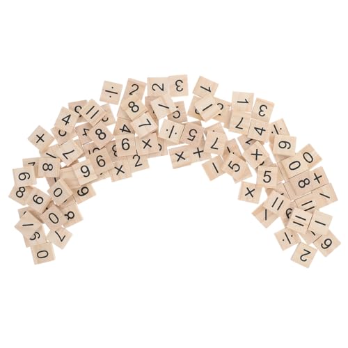 Vaguelly 100 Stück Mini Holzzahlen und Symbolplatten für DIY Bastelprojekte Montessori Lernspielzeug für Mathematikunterricht und Dekoration von Vaguelly