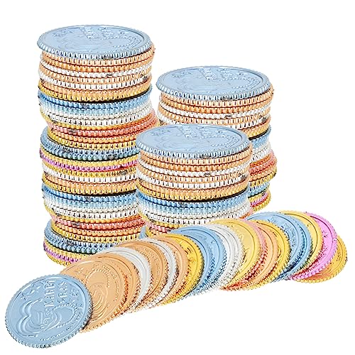 Vaguelly 100 Stück Piratenschatz aus Plastik belohnung Fasching Dekoration Kinderbelohnung Spielzeugmünzen weihnacjtsdeko Piratenmünzen Schmuck Münze für Piraten Goldmünzen Colorful von Vaguelly