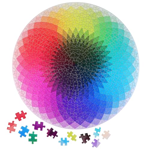 Vaguelly 1000-Teiliges Puzzle Für Erwachsene Und Jugendliche – Regenbogen-Kreis-Puzzle Mit Farbverlauf Schwierig Und Schwierig von Vaguelly