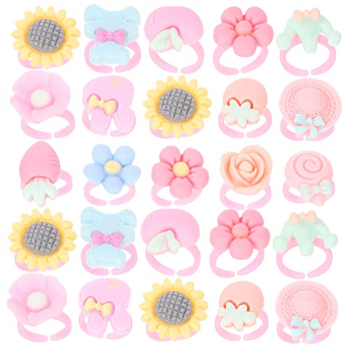 Vaguelly Cartoon-Set 100 Stück Kinderspielzeug Ringe Anziehschmuck Für Mädchen Weihnachten Mädchen von Vaguelly
