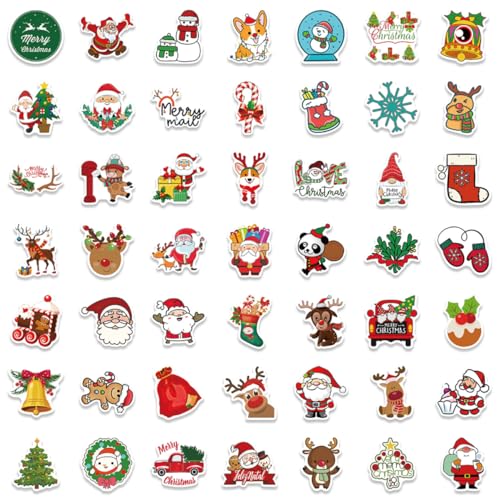 Vaguelly Notebook- 100 Stück Festliche PVC-Aufkleber – Sonnenbeständig – Weihnachtsaufkleber Für Dekorationen von Vaguelly
